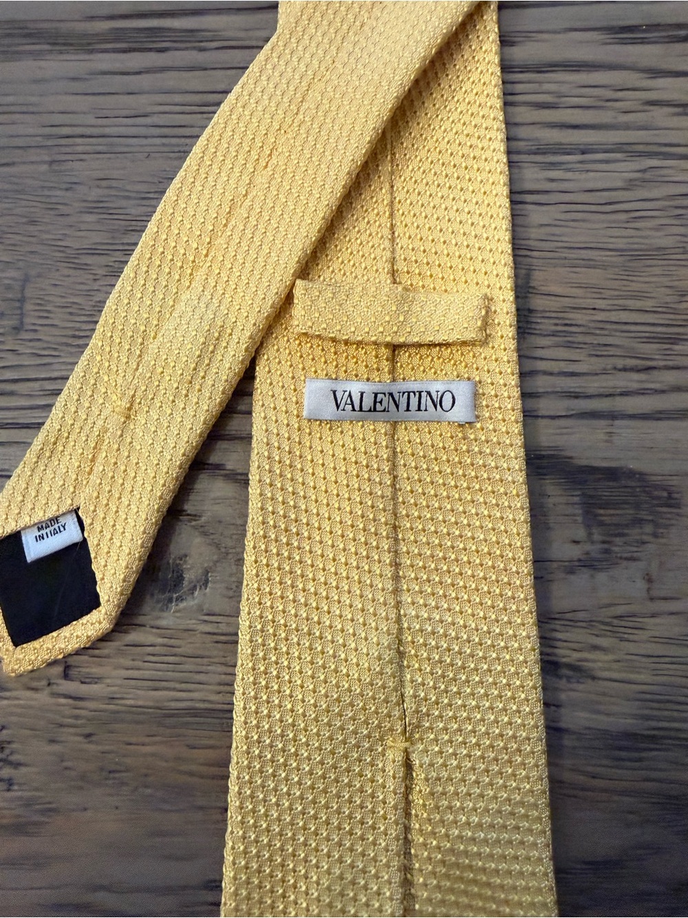 Valentino Yellow Textured Silk Tie
